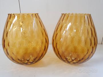 Coppia paralume lampada in vetro ambrato vintage