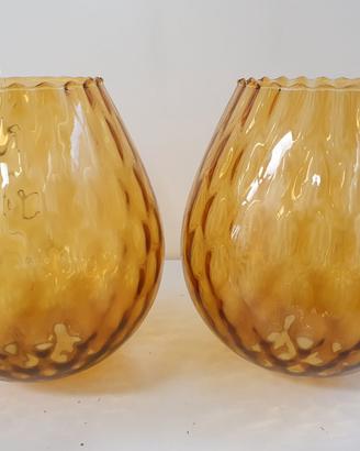 Coppia paralume lampada in vetro ambrato vintage