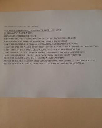 LIBRI DI TESTO UNIVERSITA' BICOCCA-COME NUOVI
