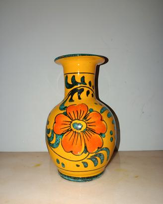 vaso vintage in ceramica maiolica dipinta a mano- 