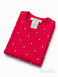 T-shirt Pierre Balmain Donna Fucsia Cristalli XS