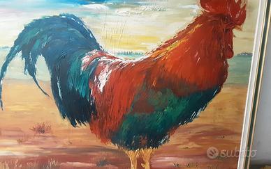 Grande manifesto su compensato, pitturato ad olio 