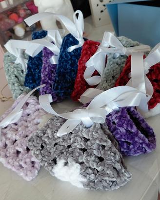 set sacchettini portaconfetti in ciniglia