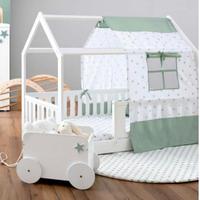 Letto casetta bambini con meterasso e tenda
