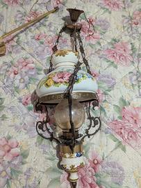 Lampadari vintage in bronzo e ceramica