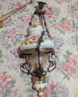 Lampadari vintage in bronzo e ceramica