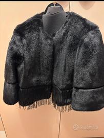 Pelliccia nera setisa tg. 40