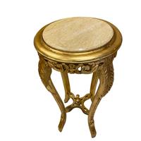 Colonna tavolino foglia oro piano in marmo