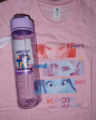 Huntrix nuova t-shirt bambina + borraccia