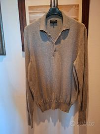 maglione verde salvia cachemire a polo M rammendi