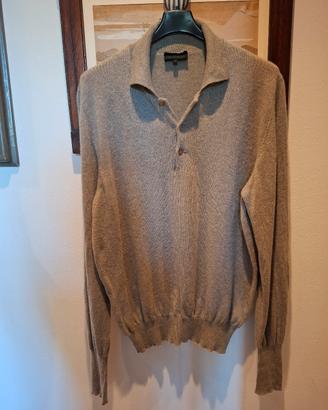 maglione verde salvia cachemire a polo M rammendi