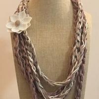 Collana in cotone, sciarpa primaverile, uncinetto