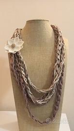 Collana in cotone, sciarpa primaverile, uncinetto