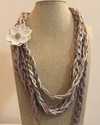 Collana in cotone, sciarpa primaverile, uncinetto