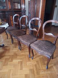 Sedie e Tavolo rotondo allungabile in noce