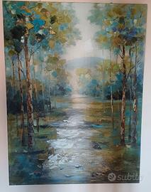 canvas foresta con ruscello