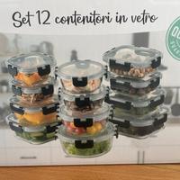 Set 12 contenitori in vetro ermetici nuovi
