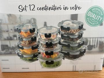 Set 12 contenitori in vetro ermetici nuovi