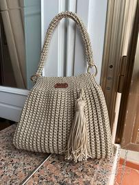 Borsa all’uncinetto beige