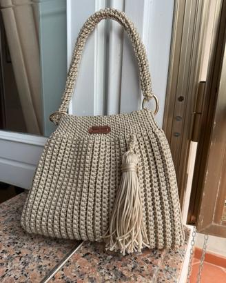 Borsa all’uncinetto beige