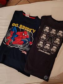 maglia con spiderman e star wars