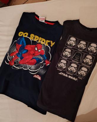 maglia con spiderman e star wars