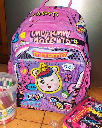 zaino mitama scuola set stock astuccio pennarelli 