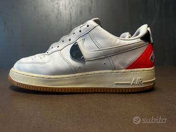 Nike Air Force 1 bianche silver/red