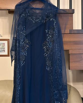 Vestito blu lungo elegante Musani