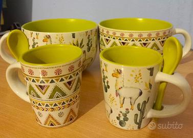 VILLA D’ESTE LAMA LIMA SET 2 TAZZE COLAZIONE MULTI