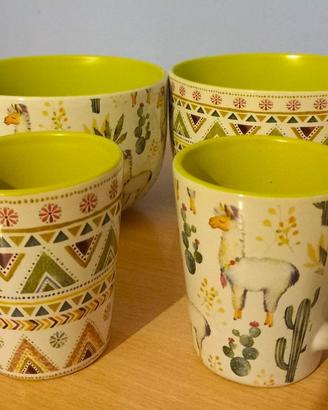 VILLA D’ESTE LAMA LIMA SET 2 TAZZE COLAZIONE MULTI