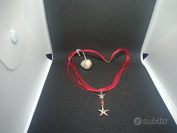 Collana ak797, Argento 925 rodiato, Corallo