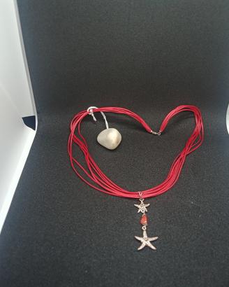 Collana ak797, Argento 925 rodiato, Corallo