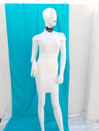 Abito vestito tubino aderente, corto bianco (XS)