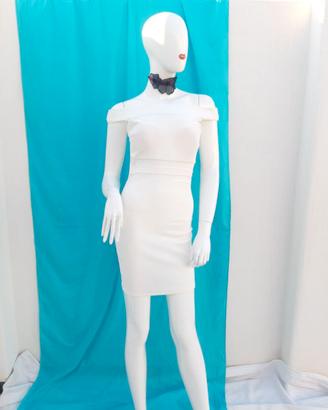 Abito vestito tubino aderente, corto bianco (XS)