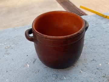 Tegame in terracotta vintage con manici / Pentola