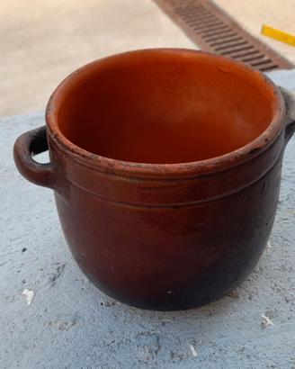 Tegame in terracotta vintage con manici / Pentola