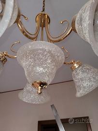 lampadario, vetro bianco  a campana