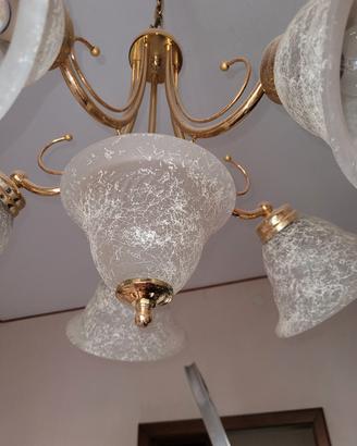 lampadario, vetro bianco  a campana