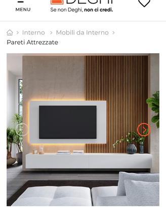 parete attrezzata 280cm gesso con panello