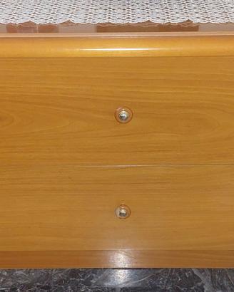 Coppia di Comodini in Legno Chiaro con 2 Cassetti