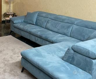 Divano casa moderna con penisola e stoffa idro