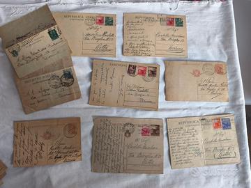 Set 9 cartoline postali e biglietti postali d'epoc