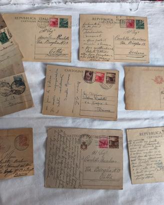Set 9 cartoline postali e biglietti postali d'epoc