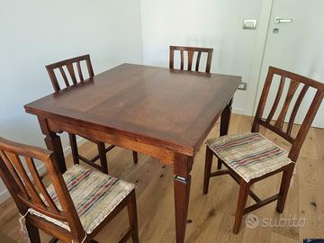 Tavolo legno 4/8 posti. Fino a 200 cm + 4 Sedie