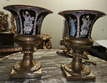 Coppia Vasi a Calice in Porcellana stile impero