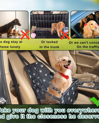 Seggiolino auto per cani con cintura