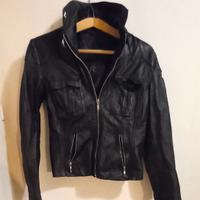 Chiodo in pelle nero donna