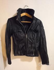 Chiodo in pelle nero donna