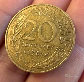 Moneta 20 Centimes Francia 1981 - Marianne